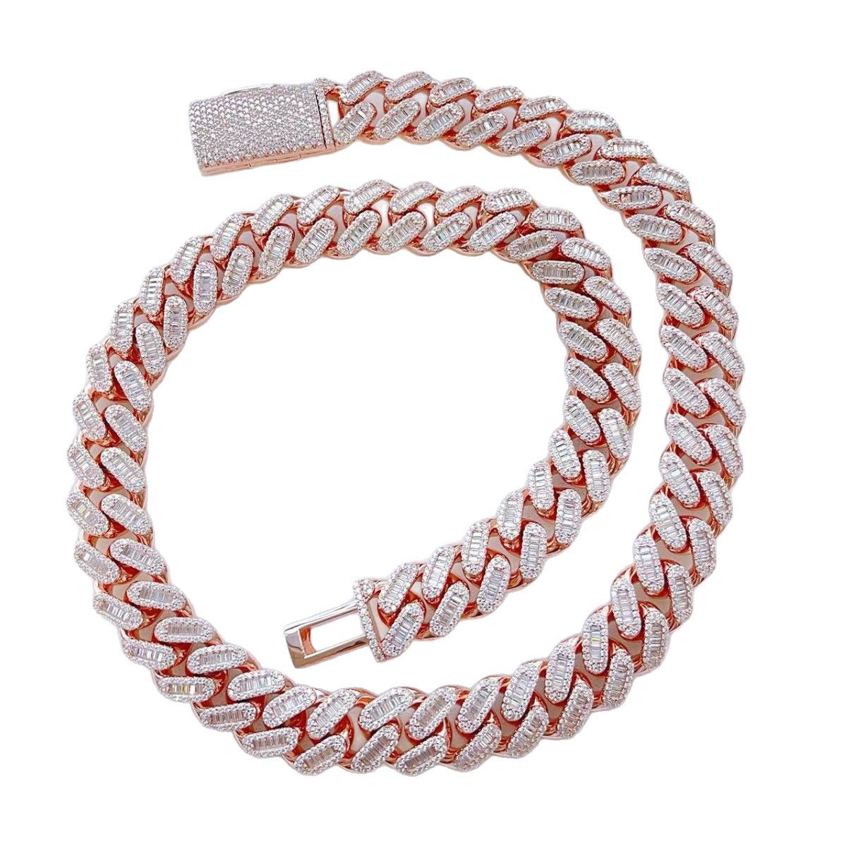 ring Pure silver Mozambique diamond full diamond heavy industry Cuban chain, necklace